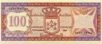 P19b Netherlands Antilles 100 Gulden Year 1981