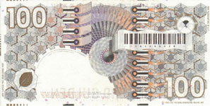 P101 Netherlands 100 Gulden Year 1992 (Barcode Black & Small (c)