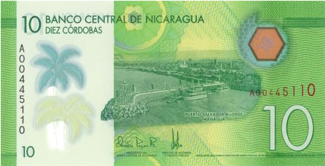 P209 Nicaragua 10 Cordobas Year 2014 (Polymer)