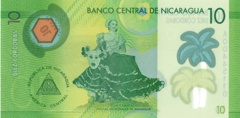 P209 Nicaragua 10 Cordobas Year 2014 (Polymer)