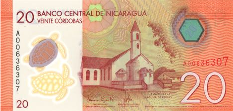 P210 Nicaragua 20 Cordobas Year 2014 (Polymer)