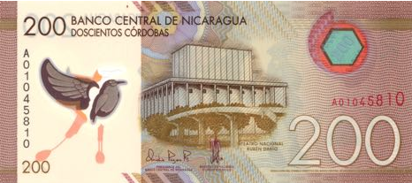 P213 Nicaragua 200 Cordobas Year 2014 (Polymer)