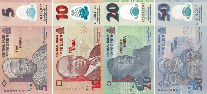 (434) ** PNew (P38,39,34,40) Nigeria 5,10,20,50 Naira (24,24,25,