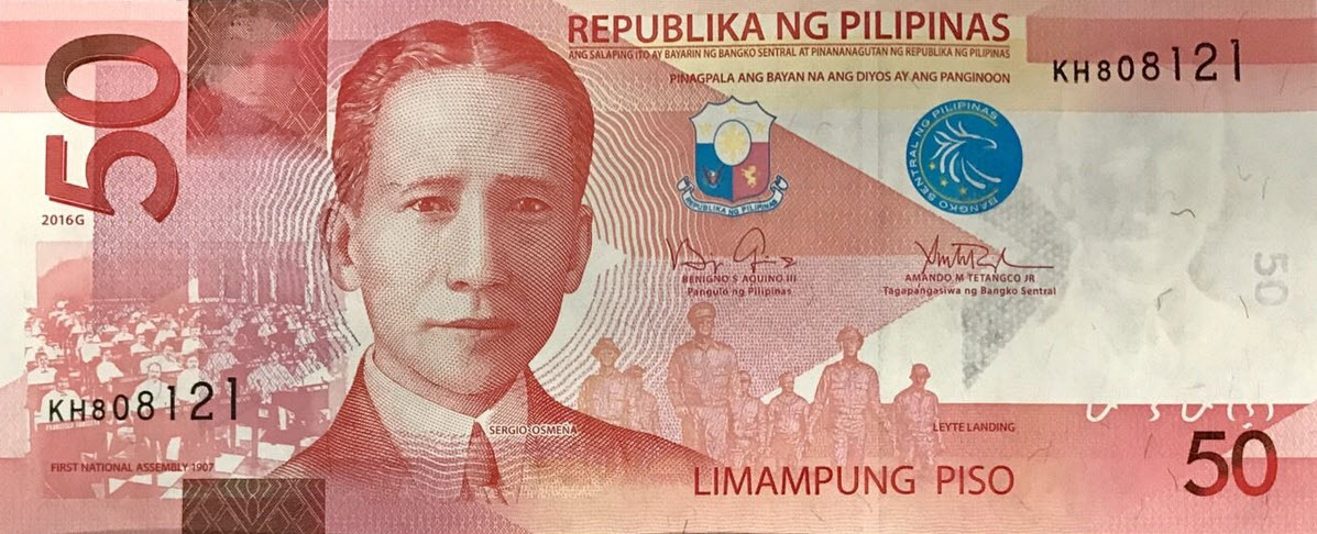 P207 Philippines 50 Piso Year 2016