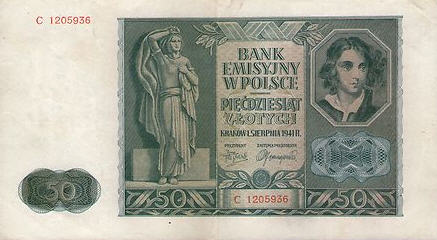P102 Poland 50 Zlotych Year 1941