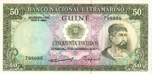 P44 Guinea Portuguese 50 Escudos Year 1971