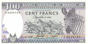 P19 Rwanda 100 Francs Year 1989