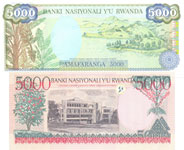 * Serie Rwanda P21 P22 + P28 Rwanda 5000 Francs Year 1988 / 1998