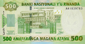 P30a Rwanda   500 Francs Year 2004