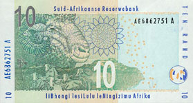 P128 South Africa   10 Rand Year 2005 Different Languages