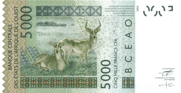 P717Kj Senegal W.A.S. K 5000 Francs Year 2011