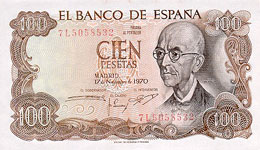 P152 Spain 100 Pesetas Year 1970