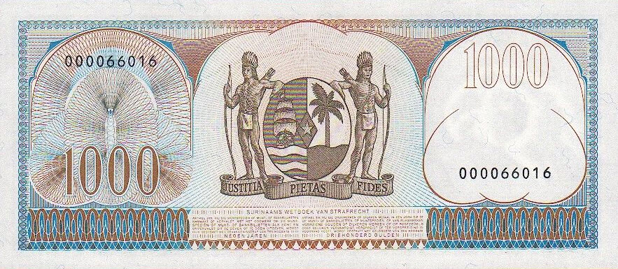 P124 Surinam 1000 Gulden Year 1963