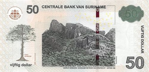 P165b Surinam 50 Dollars Year 2012