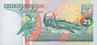 P138a Surinam 25 Gulden Year 1991