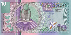 P147 Surinam 10 Gulden Year 2000