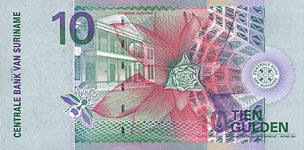 P147 Surinam 10 Gulden Year 2000