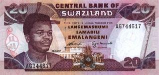 P25b Swaziland 20 Emalangeli Year 1997