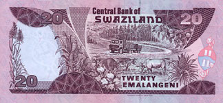 P25c Swaziland 20 Emalangeli Year 1998