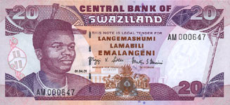P30 Swaziland 20 Emalangeli Year 2001
