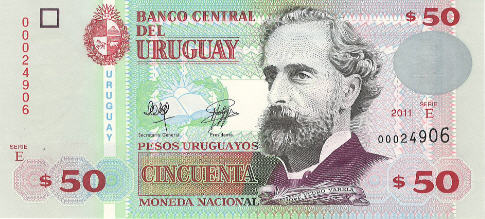 P 87b Uruguay 50 Pesos Year 2011