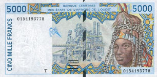 P813Tk Togo W.A.S. T 5000 Francs Year 2002