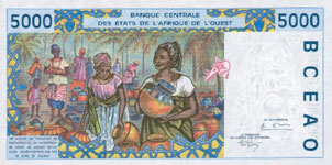 P213b Benin W.A.S. D  5000 Francs Year 2002