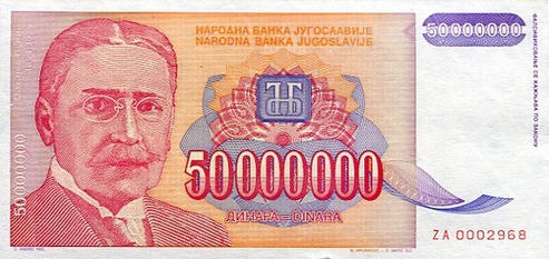 P133 Yugoslavia 50.000.000 Dinara Year 1993