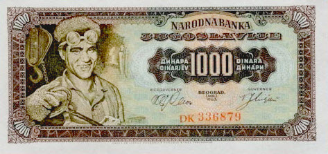 P 75a Yugoslavia 1000 Dinara Year 1963