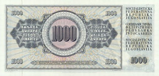 P 86 Yugoslavia 1000 Dinars Year 1974