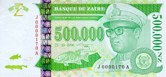 P78 Zaire 500.000 New Zaires Year 1996