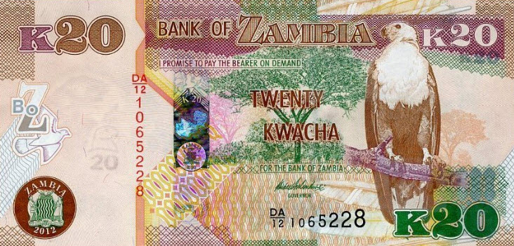 P52a Zambia 20 Kwacha Year 2012