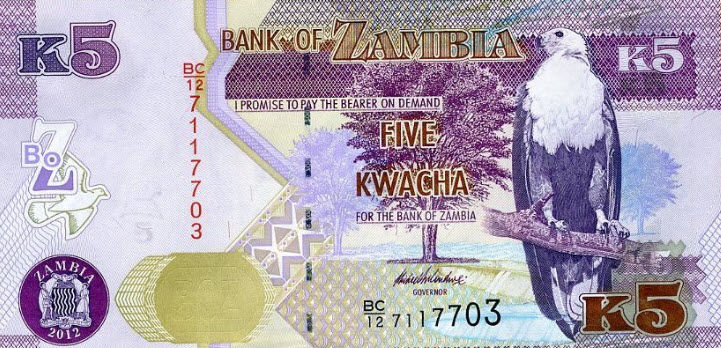 P50 Zambia 5 Kwacha Year 2012