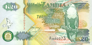 P36a/b Zambia 20 Kwacha Year 1992
