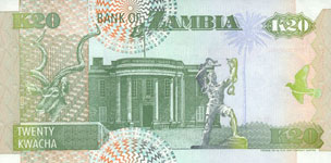 P36a/b Zambia 20 Kwacha Year 1992