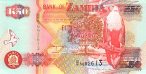 P37c Zambia 50 Kwacha Year 2001