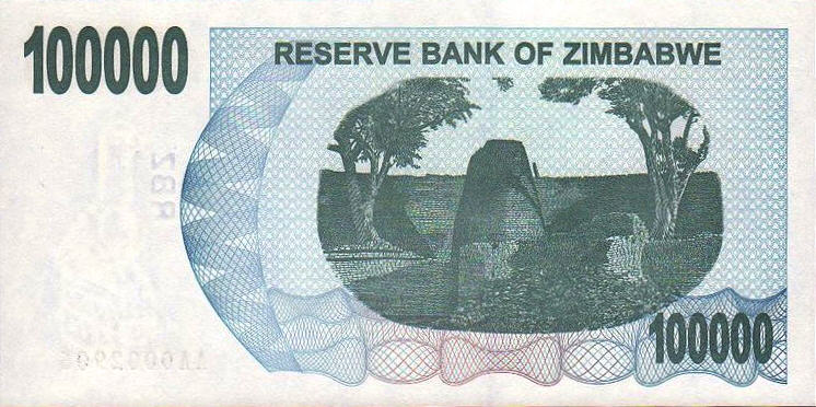 P 48a Zimbabwe Bearer Cheque 100.000 Dollars Until 2007 (Without