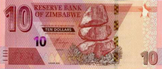 (159) ** PN103a Zimbabwe 10 Dollars Year 2020
