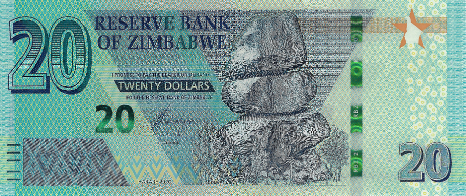 PN104a Zimbabwe 20 Dollars Year 2020
