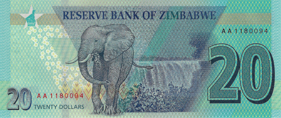 PN104a Zimbabwe 20 Dollars Year 2020
