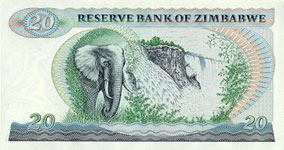 P  4d Zimbabwe 20 Dollar Year 1994