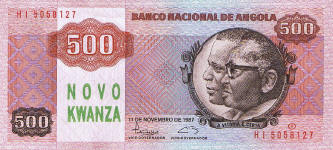 P123 Angola 500 Kwanzas Year 1987