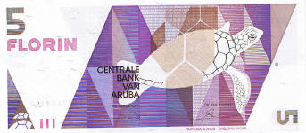 P 6 Aruba 5 Florin year 1990