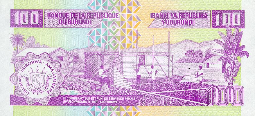 P37e Burundi 100 Francs Year 2006