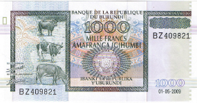 P46 Burundi 1000 Francs year 2009