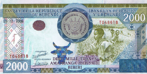 P47 Burundi 2000 Francs year 2008