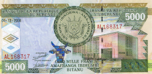 P48a Burundi 5000 Francs year 2008