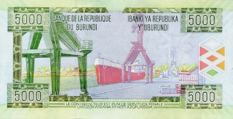 P48a Burundi 5000 Francs year 2008