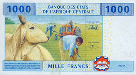P607 C Chad   1000 Francs Year 2002