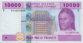 P110 T Congo Republic 10.000 Francs Year 2002